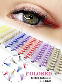 120 piezas de pestañas postizas curvas en colores surtidos, con aspecto natural y sin raíz de estilo de piel de marta, de 9-14 mm, pestañas reutilizables en azul/morado/rosa/verde
