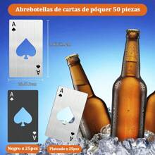 50 Abridores De Botellas De Acero Inoxidable Para Tarjetasa, Abrebotellas creativo Ace of Spades, abrebotellas metálico de acero inoxidable para cerveza, destornillador personalizado destornillador doméstico portátil - Negro - Ver 2