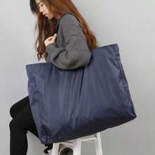 Shopping Bags Solid Color Zipper Large Capacity Shopping Bags Washable Reusable Simple Bag For New Fashion Resistant To Outdoor