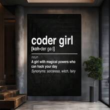 Coder Girl Definition With Synonyms Large Wooden Framed Wall Art Home Decor Canvas Painting- For Bedroom, Bathroom, Living Room, Office, Kitchen, Holiday Gift- 1pc