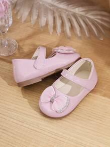 Girls' Pink Bow Ballet Shoes - Pink - View 6
