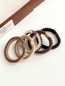 4pcs Plain Color Elastic Hair Ties, Versatile Scrunchies, Stylish Wavy Hair Bands, Women Hair Accessories ,Ponytail Holders ,Hair Elastics ,Hair Rubber Bands ,Hair Rope