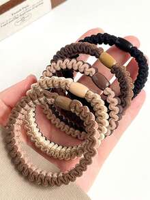 4pcs Plain Color Elastic Hair Ties, Versatile Scrunchies, Stylish Wavy Hair Bands, Women Hair Accessories ,Ponytail Holders ,Hair Elastics ,Hair Rubber Bands ,Hair Rope