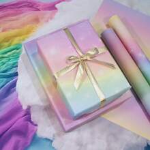 4 Stücke/Set bunte Regenbogendesign Geschenkpapiere, Geburtstagsggeschenkpapier, 4 Designs, geeignet für Frauen, Feiertag Party Dekorationen Geschenkpapierset, Weihnachten