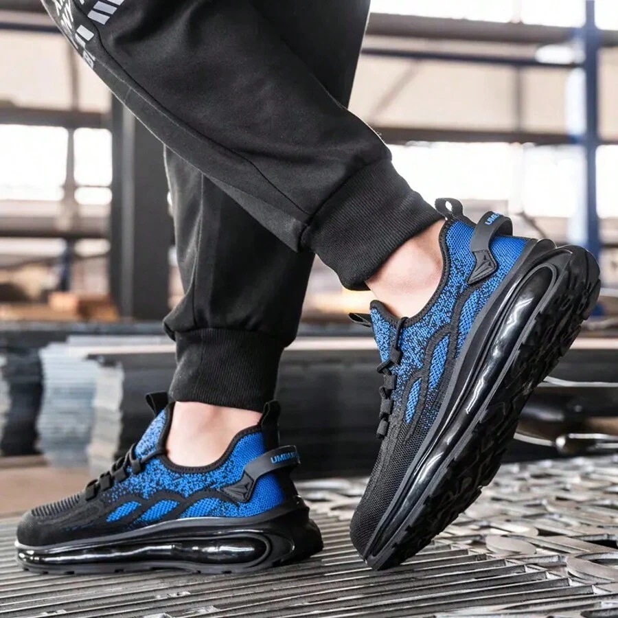 Mens Safety Shoes Work Absorbing Trainers Steel Toe Cap Lightweight Hiking Boots - Blue - View 1