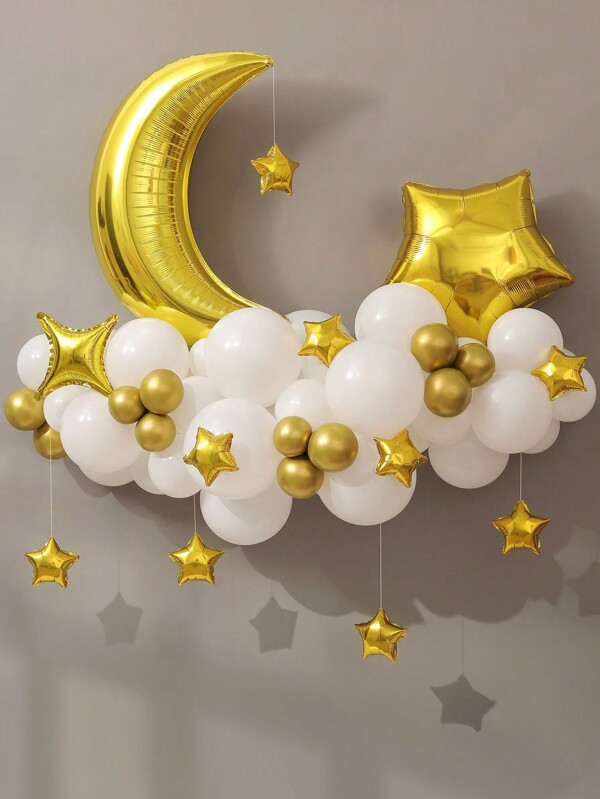 61pcs Moon, Star & Cloud Balloon Garland Party Decorations Set