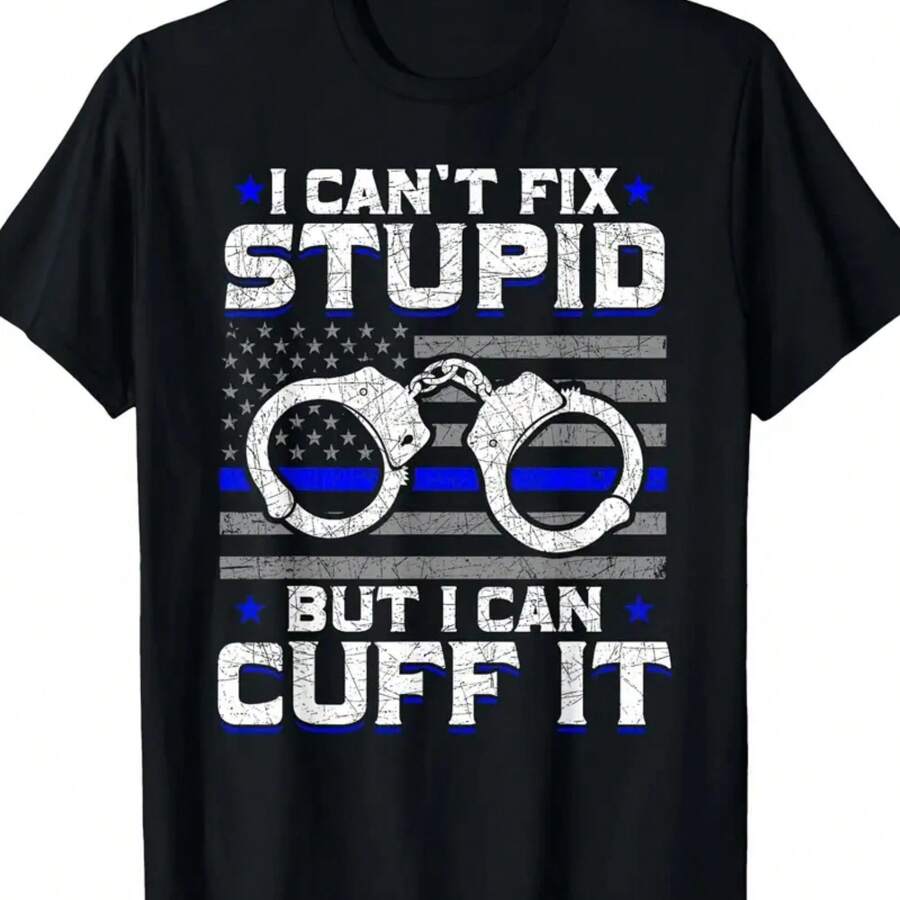 Funny Police Officer Sheriff Badge Police T-Shirt - Black - View 1