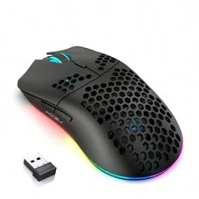 2.4G Wireless Rechargeable Gaming Mouse, 6-Button Adjustable Ergonomic Optical Mouse With RGB Lighting, Suitable For Laptop/PC - Black - View 5