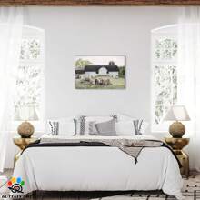 1PCS Framed Farmhouse Wall Art - Barn Picture, White Barn And Floral Canvas Print For Kitchen Decor, Modern Countryside Landscape Painting, Vintage Car Artwork For Living Room Decor, Home Office Decor, Suitable For Bedroom Dining Room Bathroom Study Office Coffee Shop Hotel Apartment Studio Dressing Room Wall Decor