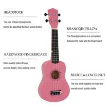 21 Inch Soprano Ukulele,Professonial Ukele  With Gig Bag, Picks,Extra Strings - Pink - View 3