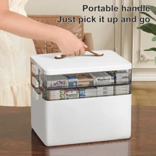 Joybos®1 pieza Organizador de caja de medicina de plástico de 3 niveles, caja organizadora de medicina, caja de almacenamiento de medicina portátil con ventana de visualización, caja organizadora de medicina de plástico, sin olor, caja de almacenamiento médico multifuncional para el hogar, con cierre con pestillo, compartimentos y asa. Para uso doméstico, dormitorio, dormitorio, baño, viajes al aire libre, almacenamiento debajo de la cama, viajes y oficina, blanco.