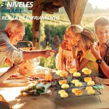 SHIXIONG 3 Pcs Rejillas para Enfriar, rejilla para enfriar pasteles,Rejilla para Asador,Acero inoxidable extraíble y apilable,Aplicable Hornear en Casa, Cumpleaños y bodas,elaboración de tartas y galletas. - Negro - Ver 7