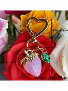 Zarte & süße Blumen Erdbeere Herz Schlüsselanhänger, geeignet für Frauen und Mädchen, modischer Taschenbehang, neuartig und einzigartig, kann an Schlüsseln und Geldbörsen aufgehängt werden, ein ideales Geschenk zum Valentinstag