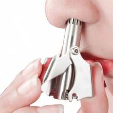 1 pièce Tondeuse à poils de nez lavable manuelle pour hommes et femmes, en acier inoxydable, tondeuse à poils de nez portable