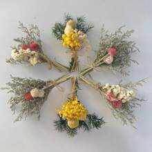 1/6 bouquet de mini fleurs séchées de la chance, petites fleurs séchées, fleurs séchées naturelles pour la décoration de mariage, peuvent être utilisées comme décoration murale, convient pour les décorations de Noël, Saint-Valentin, Fête des Mères