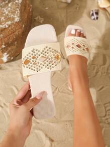 Nuevas sandalias planas minimalistas y con correa de estilo fashionable para mujer para uso en exteriores