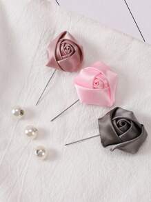 3pcs/Set Muslim Headscarf Pearl Rose Flower Hijab Pins & Clips - Multicolor - View 3