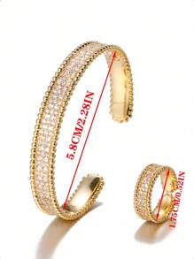 1 Set Personalized Bracelet And Ring Set Decorated With Cubic Zirconia