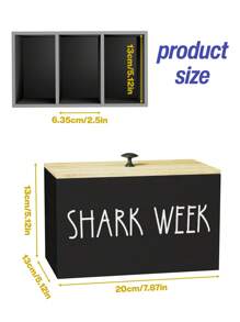1pc Covered Sanitary Pad/Tampon Storage Box, Bathroom Sanitary Pad/Tampon Organizer Box, Sanitary Pad/Tampon Storage Box, Home Decor Accessory, Women's Hygiene Products Storage Box, Bathroom Decor Box - Black (SHARK WEEK) - View 4