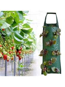 Bolsa de plantación vertical para fresas, bolsa colgante vertical tridimensional de PE para plantas, bolsa de plántulas con múltiples bocas para fresas