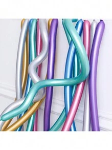 20pcs/Set Random Mixed Color Metal Long Tube Shaped Magic Balloons, Creative Woven Balloons For Party Decoration - Multicolor - View 5
