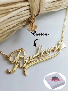 7 Styles Custom Butterfly Heart Flower Ribbon Necklace Women Customized Name Stainless Steel Necklace Fashion Personalized Golden Charm Jewelry Wedding Vacation Prom Accessories Gifts For Her - Gold - View 12