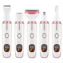 5-In-1 Electric Female Painless Shaver, Rechargeable Trimmer For Face, Legs, Armpits And Bikini Area, Efficient And Gentle Hair Removal Solution For Smooth Skin - Pink - View 4