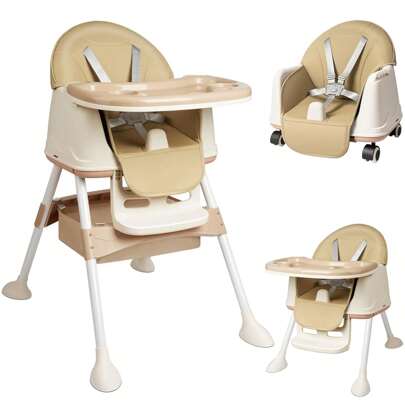 Froadp High Chair For Kids Mobile High Chair With Double Dining Tray Folding Booster Seats Washable Baby High Seat For Home And Travel