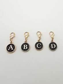 1pc Black-Color A-Z Letter Keychain, Suitable For Bag Pendant, Backpack Decor, Car Hanging Accessory, Daily Gift For Women
