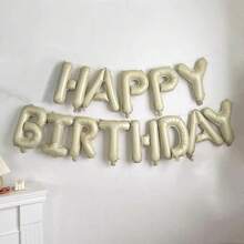 13 件套生日快乐字母铝箔气球，银色、金色、蓝色，横幅吊旗，派对装饰品