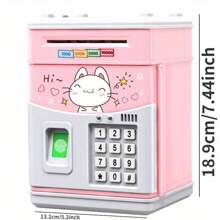 Realistic Fingerprint Piggy Bank, Automatic Money Rolling ATM Password Box Coin Bank, Birthday Gift