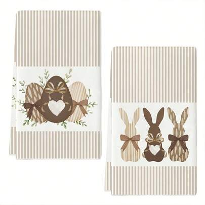 Eggs Bunny 现代家用清洁布、洗碗布、百洁布、茶巾餐垫 - 柔软吸水干燥布，适用于厨房、餐桌和家居装饰，是送给家人和朋友的完美礼物