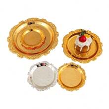 Lace Serving Tray For Wedding Decor (1-Count) – Gold & Silver Vintage Embossed Design, Perfect For Centerpieces, Dessert Tables, Reception, And Bridal Showers,School Supplies