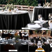 1/2pcs Round Tablecloth, 59.84inch, Polyester Fabric Tablecloth, Stain & Wrinkle Resistant, Washable, Suitable For Wedding, Birthday Party, Reception, Banquet, Black