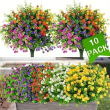 10pcs Artificial Christmas Decorations, UV-Resistant Fake Greenery For Outdoor, High-Quality Anti-Oxidation Boston Fern Real Touch Lifelike Plants, Home/Kitchen/Room/Wall Decor, Hanging Planter For Indoor/Outdoor Garden, Suitable For Halloween, Mother's Day, Valentine's Day Decoration Gifts Birthday Graduation,Garden Decor,Outdoor Plant,Gardening,Fake Flowers