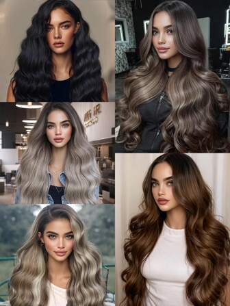 NOBLE 28 英寸女士波浪蕾丝前假发，13x6 高清无胶蕾丝前合成假发长发预拔波浪发即戴合成假发适合日常派对节日角色扮演表演者使用（金棕色高光）