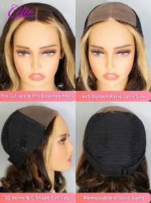 CELIE Celie Hair Glueless Loose Body Wave 2/30/27 Highlight With Skunk Stripe Short Bob Wig Pre-Cut 6*5 Lace Closure Wig