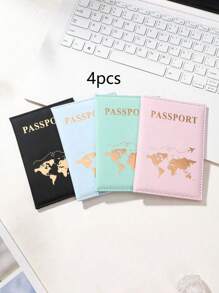 4 Pcs Travel Passport Holder Travel Document Storage Set Creative Passport Holder And Ticket Clip, Fashionable Passport Cover For Protecting During Holiday Travels Toiletry Bag Wash Bag Toiletry Travel Bag Makeup Storage Beach Beach Bag Vacation Holiday Essentials School Supplies Travel Essentials Ladies For College Dorm Bathroom Back To School Accessories - Multicolor - View 11