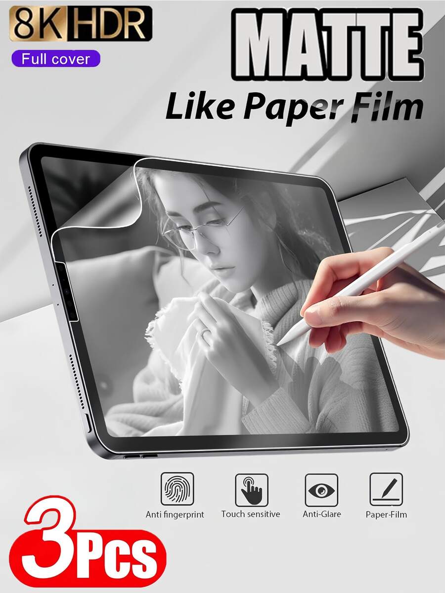 3 piezas de protector de pantalla mate antihuellas y antirreflejo, compatible con Samsung Galaxy// MatePad/Honor//Redmi/IPad Air Pro 11 13 12.9 9.7 pulgadas S7 S8 S9 Plus FE para tocar, oficina, pintura, película suave, no vidrio, regalo para cumpleaños, familia, amigos, accesorios para tableta, a prueba de agua, a prueba de golpes, antiarañazos, cobertura completa