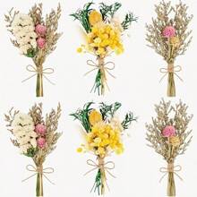 1/6 bouquet de mini fleurs séchées de la chance, petites fleurs séchées, fleurs séchées naturelles pour la décoration de mariage, peuvent être utilisées comme décoration murale, convient pour les décorations de Noël, Saint-Valentin, Fête des Mères