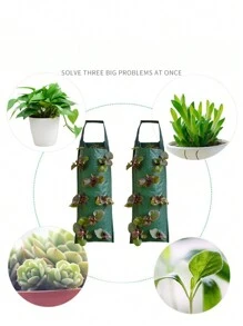 Bolsa de plantación vertical para fresas, bolsa colgante vertical tridimensional de PE para plantas, bolsa de plántulas con múltiples bocas para fresas