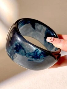 优雅蓝色树脂手链，性感大胆的不对称袖口手镯，适合日常佩戴