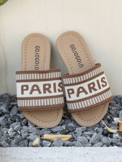 Girls Fashion Letter Lightweight Slippers, Leisure Simple Outdoor Indoor Travel Essential