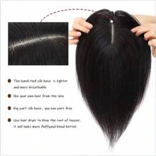 Postizos para mujeres de cabello humano real de 10x12cm, extensiones de cabello de 12 pulgadas con clip, piezas de cabello para mujeres con cabello ralo para aumentar el volumen del cabello - Natural Black - Ver 6