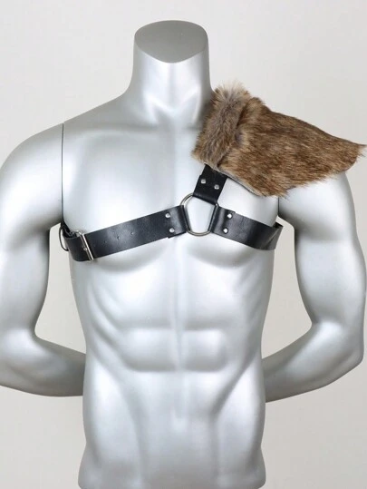 1 件中世纪维京人毛皮披肩野蛮人披肩披风带胸带毛皮披肩适合维京人万圣节