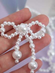 5 sztuk - ręcznie tkana perłowa kokarda, rękodzieło w kształcie serca DIY, dekoracja w postaci sztucznej perły, łańcuch koralikowy, artykuły imprezowe, bukiet róż, akcesoria do aranżacji, przyjęcia świąteczne i dekoracje kwiatowe DIY