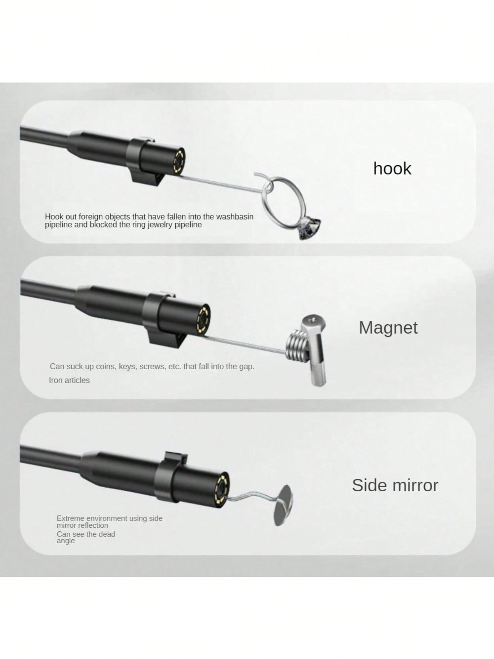 Sonda Con Telecamera Per Ispezione Tubi Endoscopio USB Snake 5.5mm Per Ispezione - 3 In 1 (USB-C/Micro/USB), Lunghezze 1/2/5m, Impermeabile IP67 Endoscopio USB Per Telefono - Foto 12