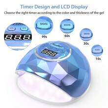 UV LED Nail Lamp 86W Nail Dryer UV Light For Nails Eyes Protection Gel Nails Gel Nail Polish Curing Dryer - 藍色 - 查看 4