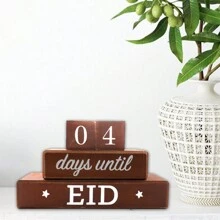 Wooden Cubic Countdown Calendar Decor, Holiday Home Tabletop Decoration E-I-D