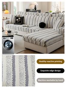 1 件加厚保暖软绒提花防滑沙发座垫套，现代简约风格柔软亲肤宠物防脏弹力沙发套，秋冬季防猫抓沙发套适用于 L 型组合沙发和 1/2/3/4 座沙发 - 灰色 - 查看 7